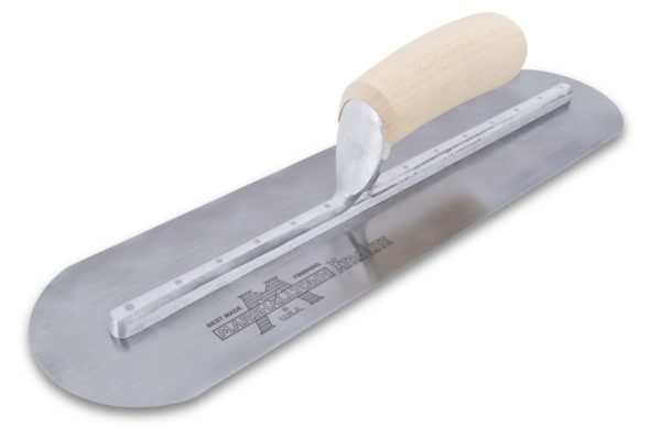 Photo of Marshalltown 14″ x 4″ Finishing Trowel – Fully Rounded Curved w/Wood Handle