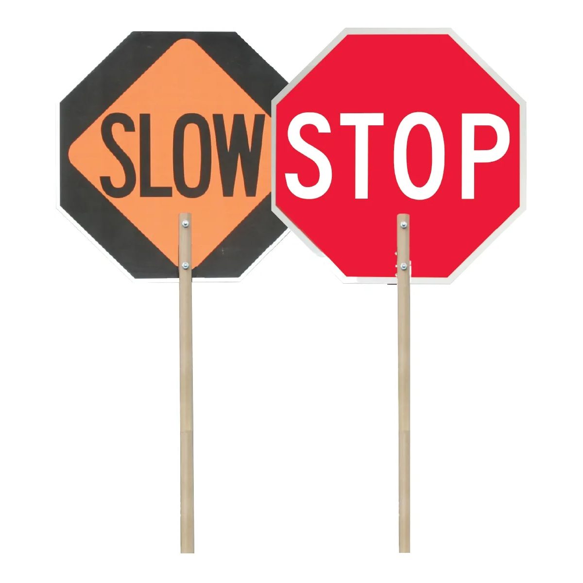 Traffic Safety Zone™ Stop/Slow Sign With Long Handle, Orange,
