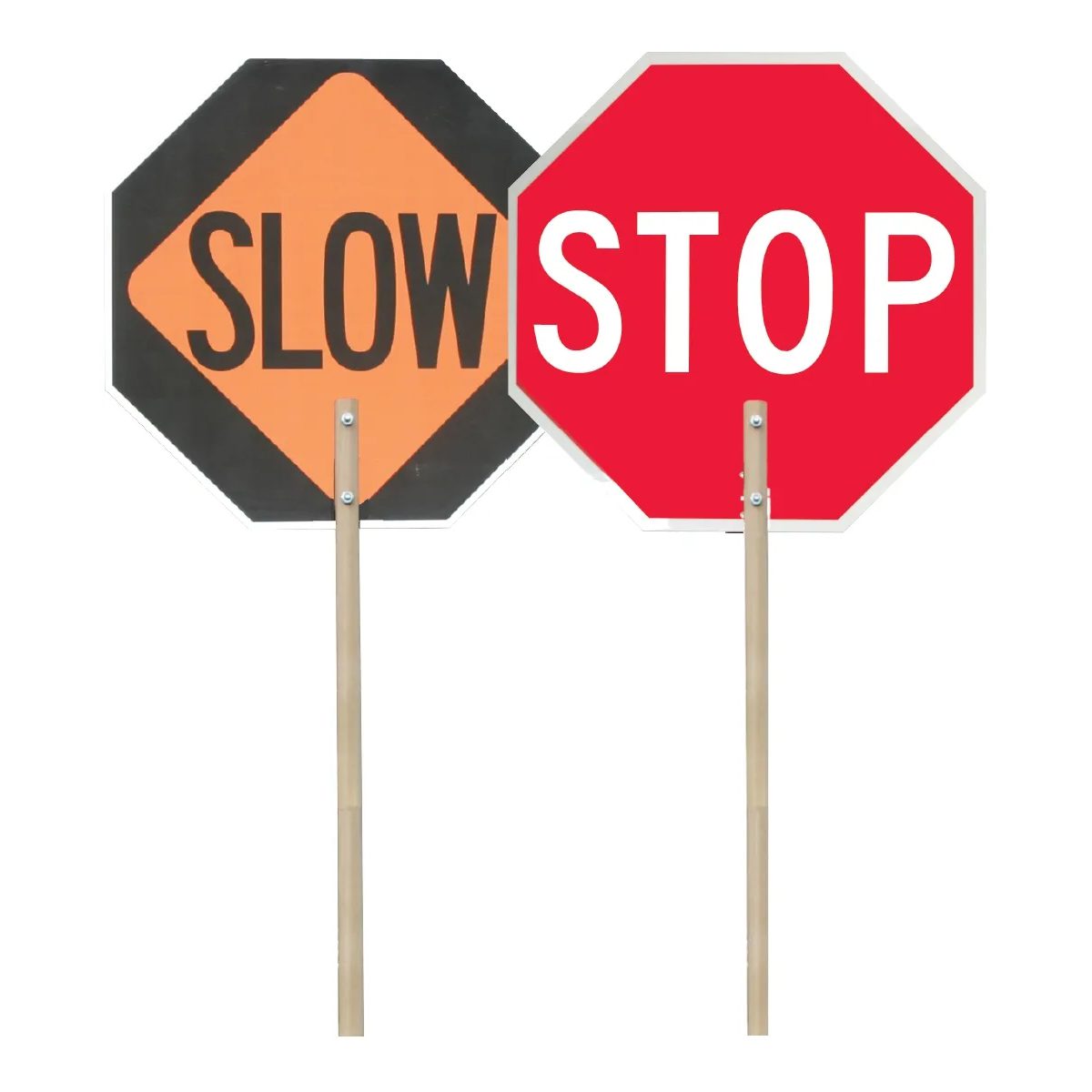 Traffic Safety Zone™ Stopslow Sign With Long Handle Orange — Form